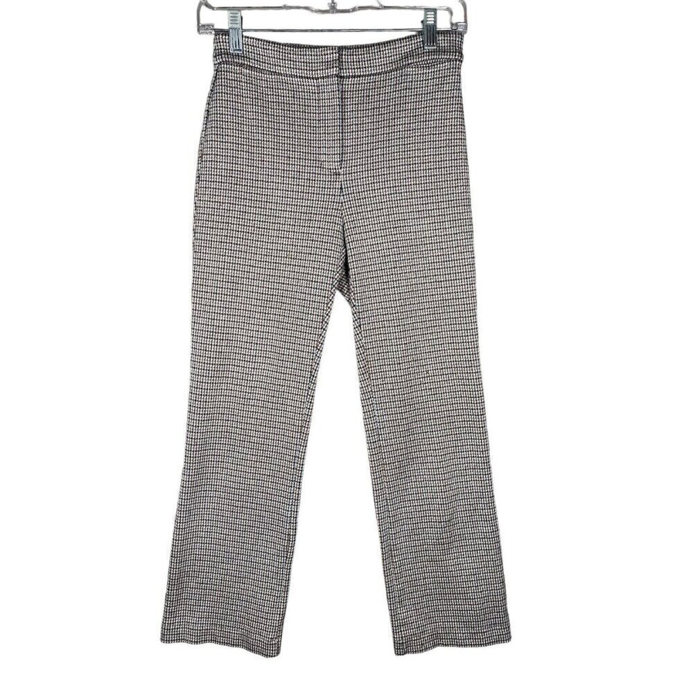 Theory Stratton Knit Pants Women's 00 Cropped Trouser Houndstooth Patterned